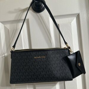 Michael Kors Black Shoulder Bag with Gold Accents